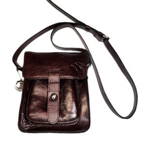 Patricia Nash 10th Anniversary Leather Crossbody Bag Burgundy
